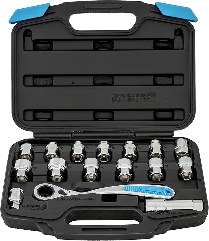 Channellock Ultra Access Socket Set 39100 - Pass-Thru Ratchet, Chrome/Nickel - 16 Piece UNIFIT