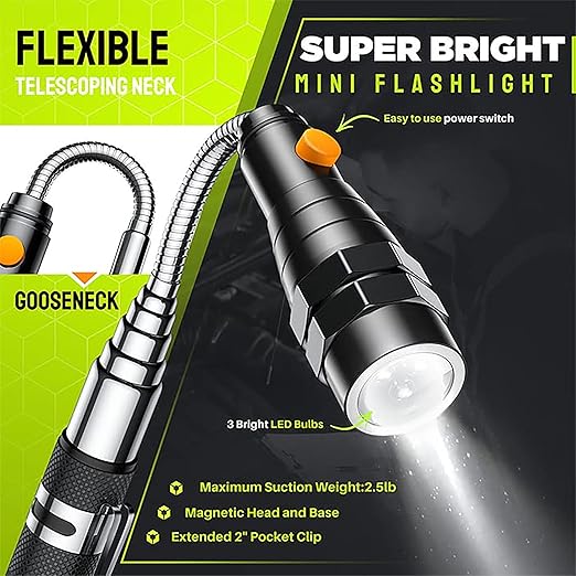 Telescoping Magnetic Pickup Tool Set, Inspection Mirror Telescoping, LED Flashlight, Cool Gadgets for Men, Valentine’s Day Gifts for Him, Husband, Boyfriend, Magnet Stick, Magnet Stick (Camo)