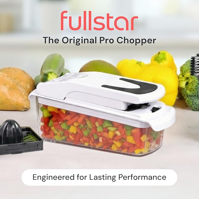 Fullstar The Original Pro Chopper - Vegetable Chopper and Spiralizer, Food Chopper with Container, Fruit Slicer, Kitchen Gadgets & Gifts, Home Essentials (9 in 1, Silver)