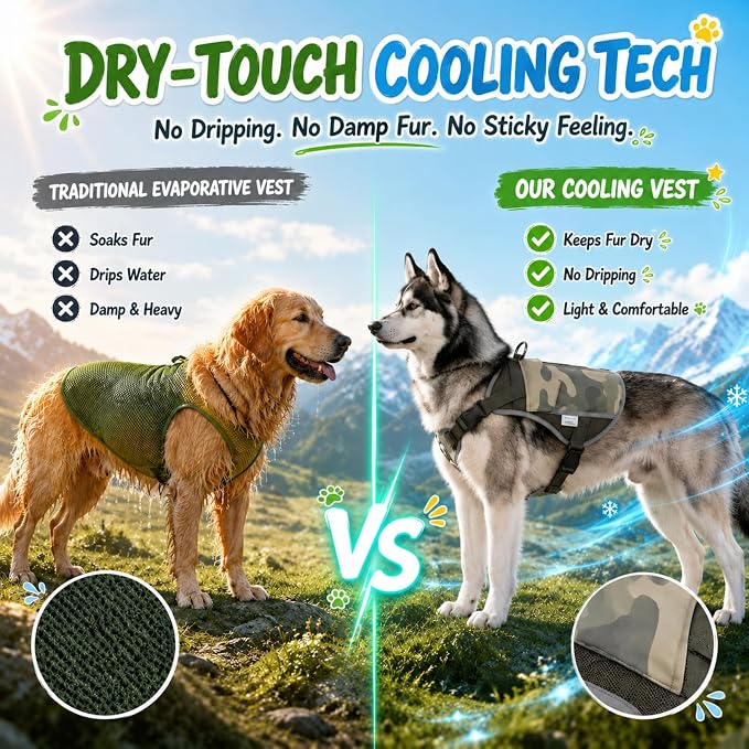 Dog Cooling Vest Harness UV Reflective Camouflage
