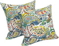 LVTXIII 2 Pack Outdoor Pillows 18x18 Inch, Square Throw Pillows with Inserts, Decorative Water-Repellent Pillow Cushions for Patio Furniture and Garden Sofa, Paradise Paisley