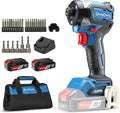 Dong Cheng 20V Brushless Impact Driver, 1840in-lbs Torque, with 2 x 2.0Ah Batteries, 3200RPM, 4300IPM, 1/4" Hex Chuck, 4 Work Modes for Home Improvement and DIY Projects