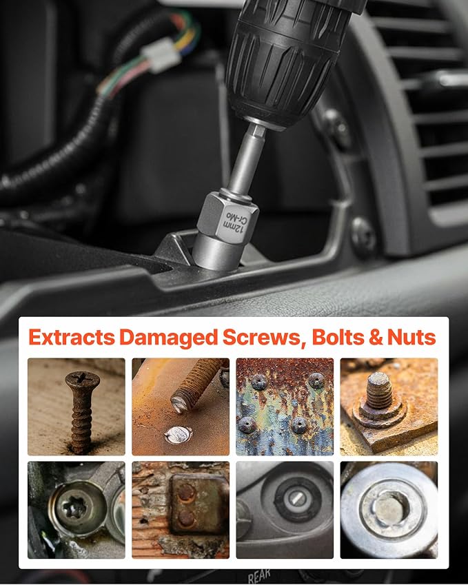 VEVOR Bolt Extractor Kit, 54 Pieces Easy Out Screw Extractor Set, Left Hand Drill Bit Set, Multi-Spline Extractors, for Removing Damaged, Stripped, Broken, Rusted, Rounded-Off Bolts, Nuts & Screws