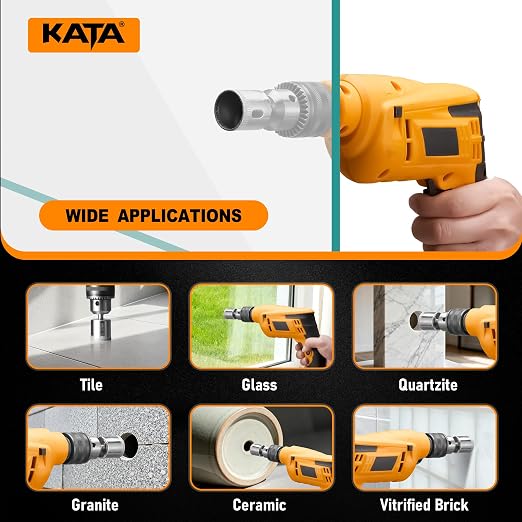 KATA Diamond Hole Saw Kit: 10PCS Diamond Tile Drill Bits for Glass Bottles - Hole Saw Set Holesaw Kit 1/4" to 1-1/5" (6-28mm) - Drilling Holes Cutting for Ceramic, Bottles, Pots, Marble, Granite Stone
