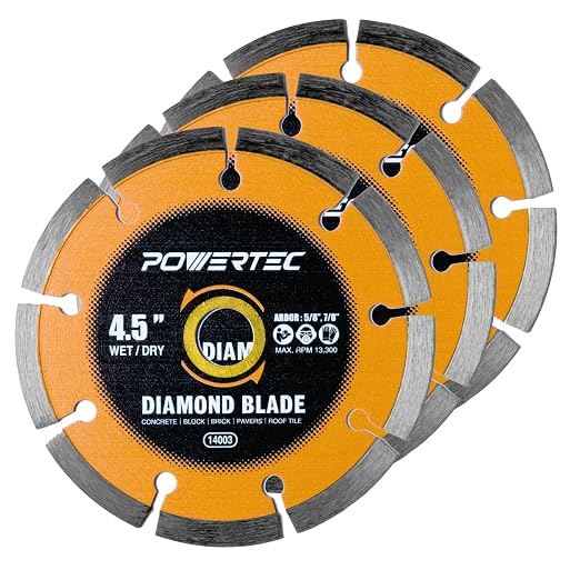 POWERTEC 4-1/2" Segmented Diamond Saw Blades for Angle Grinder, Diamond Blade for Cutting Concrete, Block, Brick, Pavers, Roofing Tile, 4.5 inch Diamond Blades for Wet/Dry Cutting, 3 Pack (14003-P3)