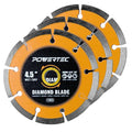 POWERTEC 4-1/2" Segmented Diamond Saw Blades for Angle Grinder, Diamond Blade for Cutting Concrete, Block, Brick, Pavers, Roofing Tile, 4.5 inch Diamond Blades for Wet/Dry Cutting, 3 Pack (14003-P3)