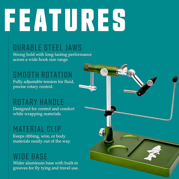 V2 Rotary Fly Tying Vise w/Travel Base, Olive