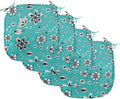 Lunarable Flower Chair Seating Cushion Set of 4, Abstract Monochrome Floral with Botanical Items, Anti-Slip Seat Padding for Kitchen & Patio, 16"x16", Seafoam Grey
