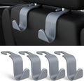 Amooca Car Seat Headrest Hook 4 Pack Hanger Universal Vehicle Car Storage Organizer for Handbag Purse Coat S Type Grey