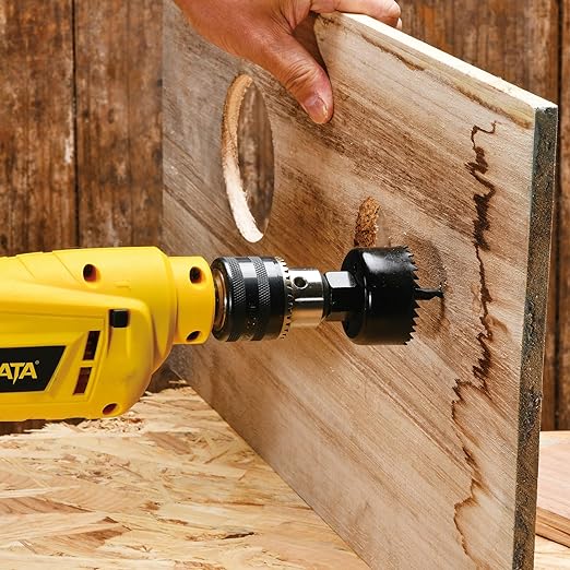KATA Hole Saw Kit, 18 Pieces Hole Saw Set with 3/4"-5"(19-127mm) Saw Blade, 2 Mandrels, 2 Drill Bits, 1 Installation Plate, 1 Hex Key with Case, Ideal for Soft Wood, Plywood, Drywall, PVC
