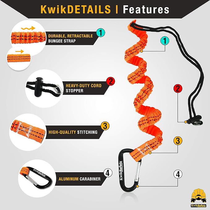 KwikSafety - SCORPION Safety Harness [w/Attached 6ft Lanyard] Safety Harness Fall Protection Kit ANSI OSHA