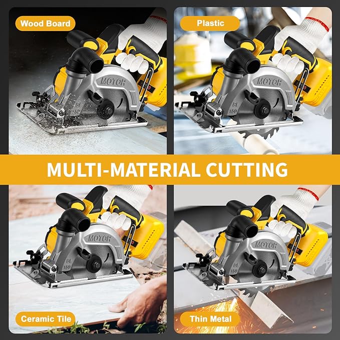 6 Inch Circular Saw Compatible with Dewalt 20V Max Battery(No Battery), Brushless Round Saw Kit, 0-45° Cutting Bevel, 6200 RPM, Idea for Wood Plastic Soft Metal