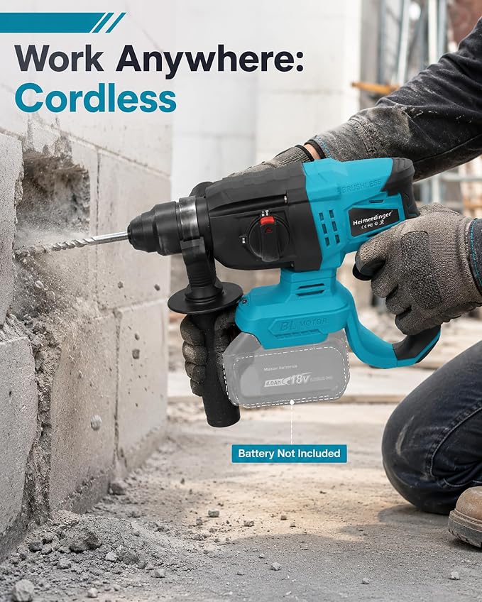 SDS-Plus Rotary Hammer Drill for Makita 18V Battery,Max Drilling Diameter 1-1/8",2 Joules Cordless Hammer Drill for Concrete Masonry,Stones, Cement,Tool Only