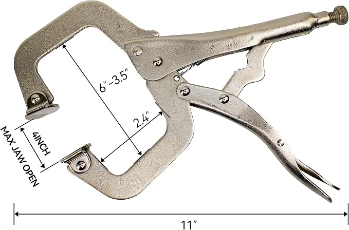 HFS (R) 11-Inch Swivel Pad Locking C-Clamp Locking Pliers (10 pcs) - Heavy-Duty Heat-Treated Steel with Nickel Plating