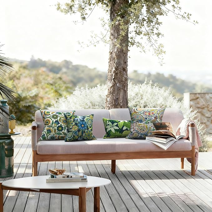 LVTXIII Outdoor Pillows 20x20 Inch, 2 Pack Large Decorative Square Throw Pillows with Inserts for Couch, Bed, Floor Seating, Patio Furniture, Paradise Paisley