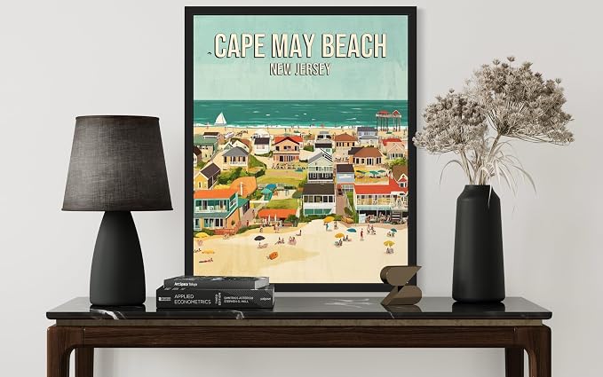 Cape May Beach New Jersey Unframed Wall Art Print Poster, US Vintage Retro Beach Scenery Posters Prints for Restroom Home Picture Painting Artwork Gallery 219 (Cape May Beach New Jersey, 20"L x 16"W, Unframed)