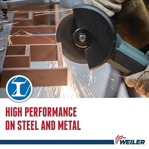 Weiler 57020 4-1/2 Inch Cutting Wheel, Tiger AO Steel/Metal Long Life Performance Cutting, .045" A60T Type 1 7/8" Arbor, Pack of 25