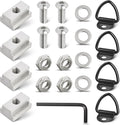 RED WOLF 3/8"-16 Thread T-Slot Nut Tie Down V-Ring Anchor w/1 Inch Button Head Socket Cap Screw Bolt Nut Washer for Toyota Tacoma Tundra Pickup Cargo Bolt Bed Deck Rail Cleat Included Wrench (4 Pack)