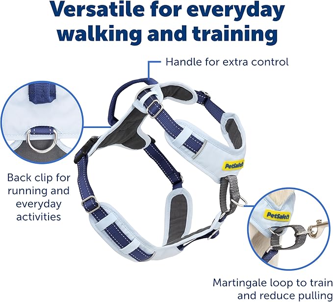 PetSafe Easy Walk Comfort No Pull Dog Harness, Blue, Large | Stops Pulling on First Use with Front Martingale Loop, Full-Body Padding, 5-Point Adjustable Fit