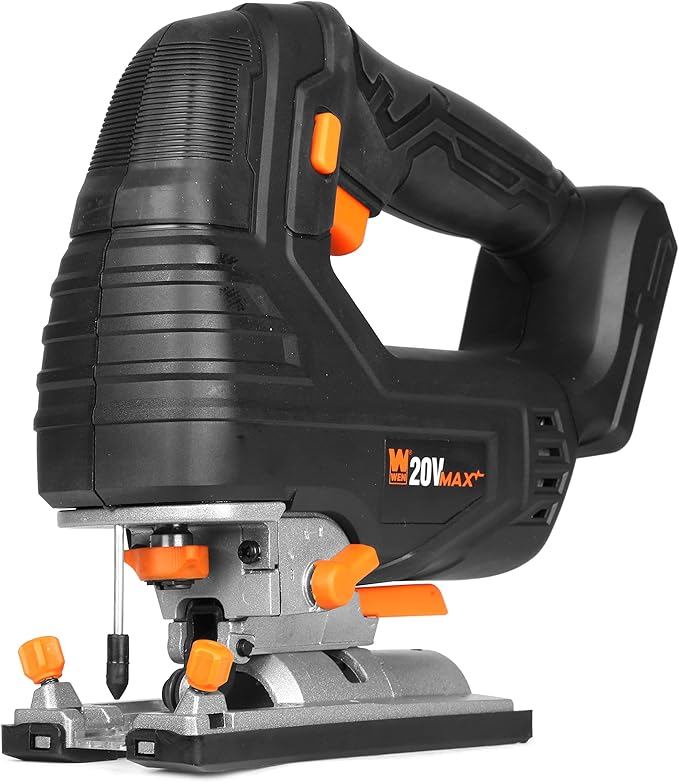 WEN Cordless Jigsaw, Brushless with Variable Speed, 20V Max 4.0 Ah Lithium Ion Battery and Charger (20667)
