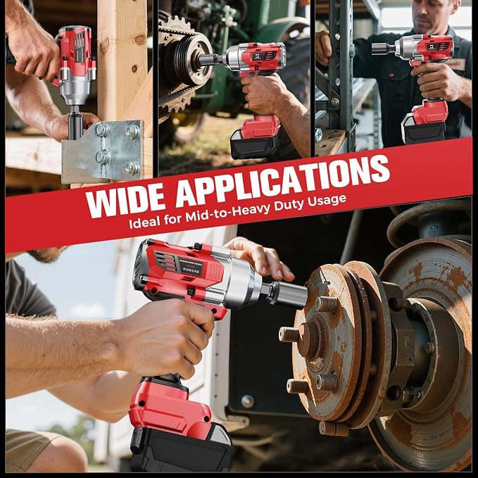 Cerycose Cordless Impact Wrench 3/8" Compatible with Milwaukee 18V Battery, 600Ft-lbs (800N·m), Brushless Electric Impact Driver, 2400 RPM, LED Light – Compact, Light-Duty(No Battery)