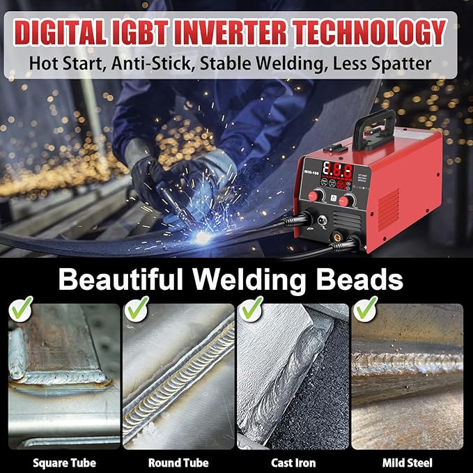 160Amp 3 IN 1 Welder, Flux Core Welder/Lift TIG/Stick Welding Machine, Auto Darkening Welding Glasses MIG Welder, Portable MINI Welder Machine 110V, Gasless MIG Welder with IGBT Inverter