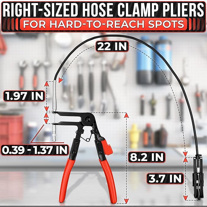 Hose Clamp Tool – Radiator Hose Clamp Pliers Automotive Tool – Corrosion-Resistant Carbon Steel with Ratchet Locking Mechanism – Controlled One-Hand Operation for Tight Engine Cooling System Repairs