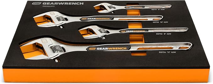 GEARWRENCH 4 Piece Adjustable Wrench Set with Foam Storage Tray | GWMSAJW01