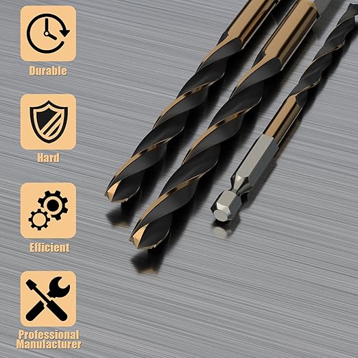 Hex Shank Cobalt Metric Drill Bit Set 15 PCS (1.5mm-8mm), Quick Change High Speed Steel Impact Driver Hex Drill bits for Metal, Steel, Wood, Plastic, Aluminum Alloy