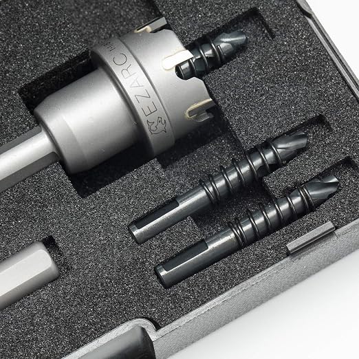 EZARC Carbide Hole Saw Kit, 3 Piece Carbide Tipped Hole Cutter with Pilot Drill bit for Hard Metal, Stainless Steel, Iron, Aluminum, Alloy
