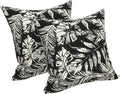 LVTXIII Outdoor Throw Pillows 16x16 Inch, Set of 2 Square Decorative Pillows with Inserts for Patio Furniture, Porch Chair, Garden Sofa, Tropical Leaf Black