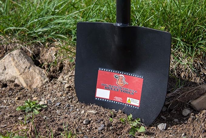 Bully Tools 12-Gauge Caprock Shovel – Heavy Duty All-Steel Construction Shovel with Long Handle, Closed-Back Design, Ideal for Digging, Breaking Rock, Clay, Roots & Dense Soil – 100% Made in The USA