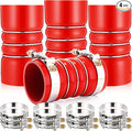4 Pack 3"x 6" Silicone Charge Air Cooler Hump Hose with T-bolt Spring Loaded Clamps Semi Truck Hose Set Heavy Duty Turbo, Air Intake and Intercooler Kit(Red,3"x 6")