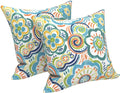 LVTXIII Outdoor Throw Pillows 16x16 Inch, Set of 2 Square Decorative Pillows with Inserts for Patio Furniture, Porch Chair, Garden Sofa, Flower Blue