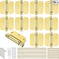 Yaocom 10 Pack Self Closing Door Hinge 3.5 Inch Spring Loaded Hinges with 5/8'' Radius Corners Automatic Door Closer Hinge Adjustable Tension for Garage, Residential(Gold)