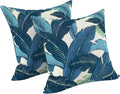 LVTXIII Outdoor Throw Pillows, Decorative Throw Pillows with Inserts, 20"x20" Square Pillows for Bed, Couch, Sofa and Patio Furniture, Set of 2, Swaying Palms Blue