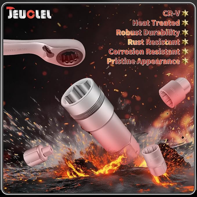 17PCS Pass Through Socket Set, Chrome Vanadium Steel, Versatile Space-Saving Design, Efficiency and Dependability, Enhanced Grip and Accessibility | Metric, Deep Socket Wrench Adapter, Reversing Ratchet, Extension Bar, Cr-V Steel, Low Profile, Long Bol...