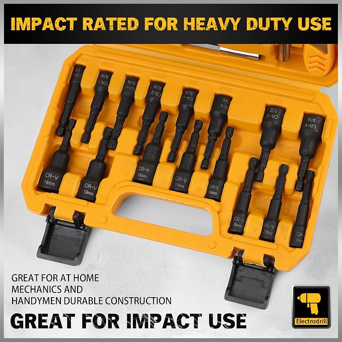 ELEAD 47-Piece Magnetic Nut Driver & Screwdriver Bit Set - Strong Magnetic Nut Drivers for Impact Drill, Power Nuts Driver, Mini Ratcheting Wrench, Drill Bits Extension & Socket Adapter