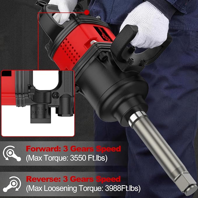 Trivd Frol Air Impact Wrench - 1 Inch Air Impact Gun | Max Torque 3550 Ft-lbs, 5000 RPM Speed, Weight 41 lb, 1" Impact Gun Wrench with 32mm-33mm Sockets for Heavy Duty Repairs