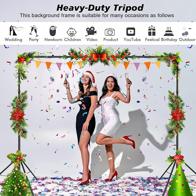 Backdrop Stand, Photo Video Studio 8.5 x10ft Adjustable Background Support System Kit with 2 Sandbag, 6 Backdrop Spring Clamp and Carry Bag for Photoshoot, Parties, Baby Shower, Birthday, Wedding