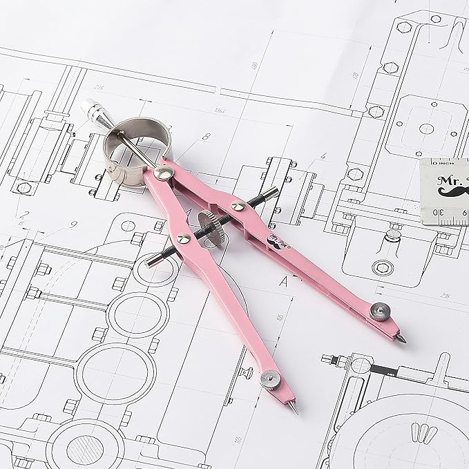 Mr. Pen- Professional Compass for Geometry, Extra Lead, Metal Compass Drawing Tool for Students, Drafting and Engineering, Technical Drawings, Circles and Geometry Projects