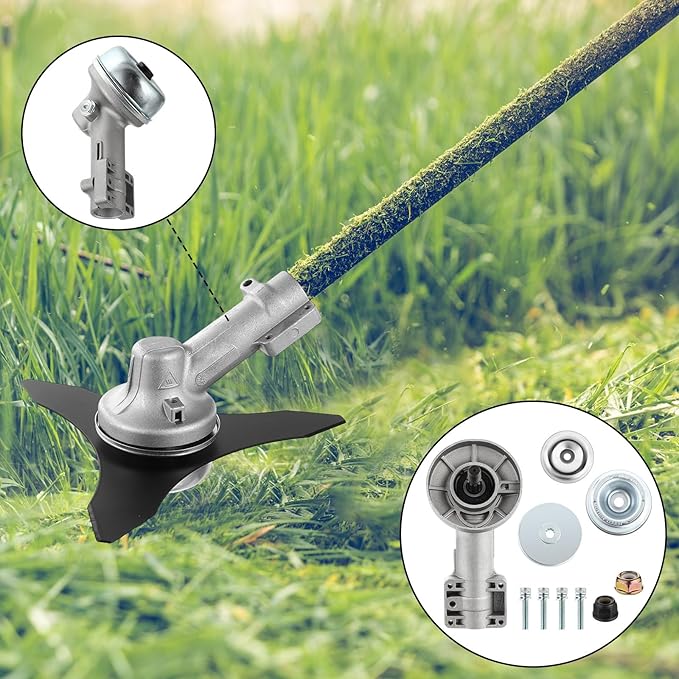 Duraaamo 7 Pcs Brush Cutter Kit Include 9" x 36T Carbide Tipped Blades, 9" x 20T, 10" x 3T and 10" x 80T Blades with Adapter Kit, 8 Inch Steel Wire Rotary Head and Trimmer Head Replacement