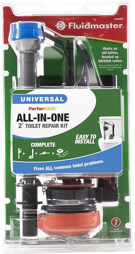 Fluidmaster 400ARHRKP10 PerforMAX Universal High Performance All in One Repair Kit for 2-Inch Flush Valve Toilets, Easy Install | Fluidmaster 400H-002 Performax Universal Toilet Fill Valve High Performance Tank and Bowl Water Control