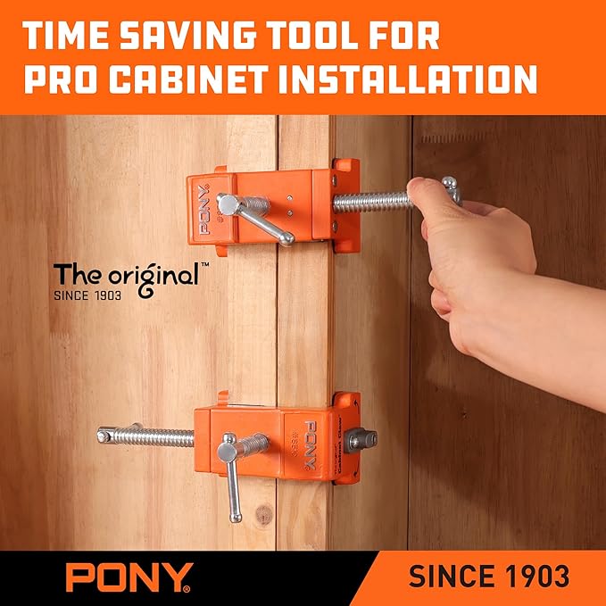 PONY 2-Pack Original Cabinet Clamps, 8510 Cabinet Claw, Face Frame Clamps for Installing Cabinets, 650 lbs Load Limited