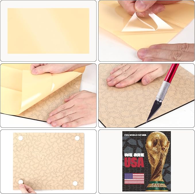 FIFA USA Poster-2 Wooden Puzzle for Adult, 200 Pieces Irregular Shape Puzzle, 5MM Thick, Creative Collectible Gift for Fans, Officially Licensed Product, 9.3 x 12