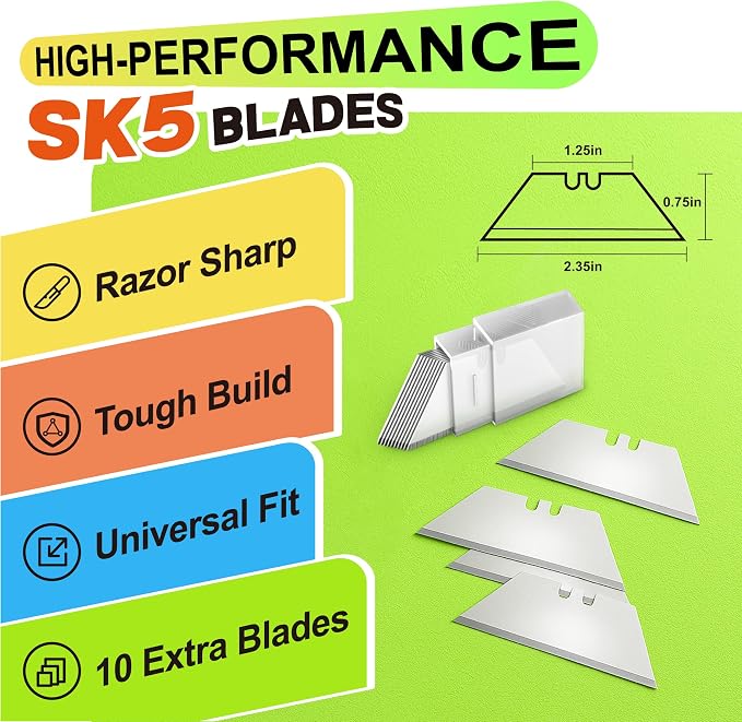 JETMORE 20 Pack Folding Utility Knife, Utility Knives with 20 Pcs Extra Blades, Paper Cutter, Folding Box Cutter Utility Knife Razor Blade Knife, Heavy Duty Box Cutter for Warehouse & Home Use