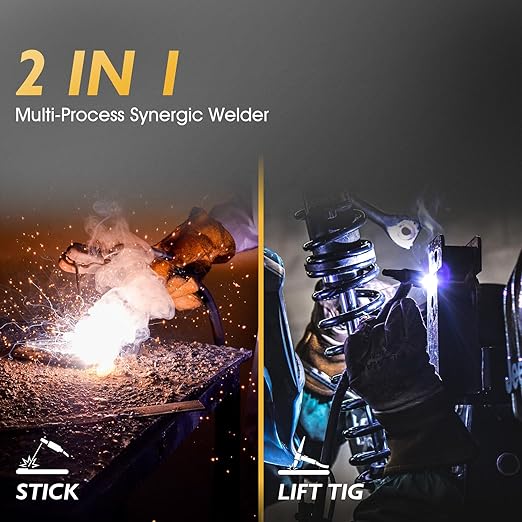 TOOLIOM 195A Stick/Lift TIG Welder with Lift TIG Torch 110V/220V Dual Voltage Welding Machine with Synergic Control Portable MMA Welder Machine with VRD, Hot Start and ARC Force