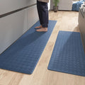 Color&Geometry Anti Fatigue Cushioned Checkered Designed Kitchen Mats Set, Easy Clean, Waterproof & Oil Proof Kitchen Floor Mat, Anti Slip Runner for Front Sink Comfort Standing,17x29+17x59,Blue