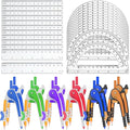 36 Pack Math Compass & Protractor Geometry Math Plastic Ruler Set Drawing Compass with Pencils 6 Inch Plastic Protractor for Geometry Bulk for Office Woodworking Art Drawing