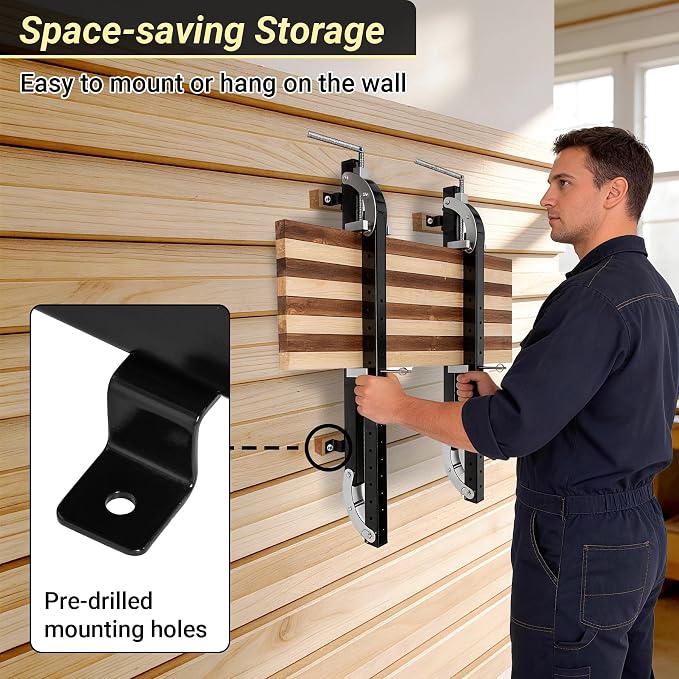 36" Panel Clamp 2 Pack with 2 U-Shaped Blocks, Fits Panels 4.3"-21" Length, 0.8" - 4.3" Thickness, Heavy Duty 4-Way Pressure Parallel Clamp with Powder-Coated Finish for Woodworking Projects